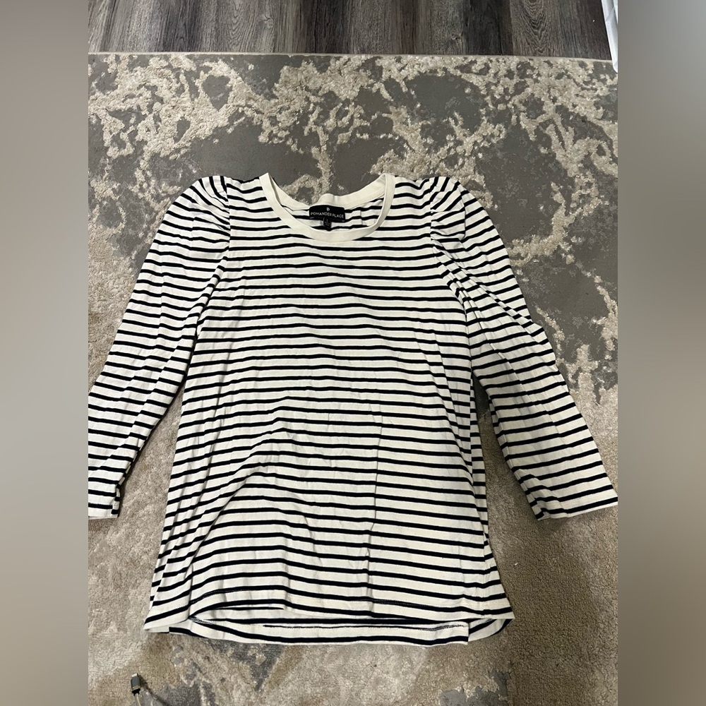 Pomander Place Navy and White Striped Top
